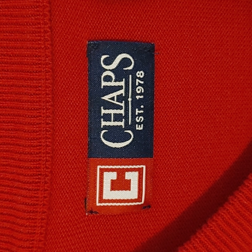 Chaps Red Argyle Sweater Vest Size Large Oversized Eclectic Grandpa Y2K Preppy - Picture 4 of 6